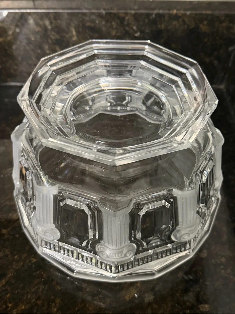 Vintage Mikasa Parthenon Frost Crystal | 8” Pedestal Bowl Greek Columns